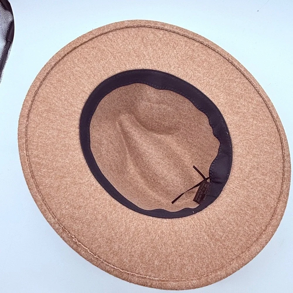 Womens‎ Wool Blend Fedora Hat Tan Brown Wide Brim Fashion Dress Hat